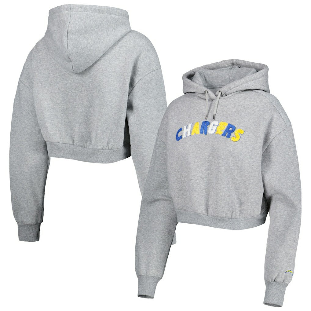 Los Angeles Chargers The Wild Collective Women's Cropped Pullover Hoodie Gray - NFL