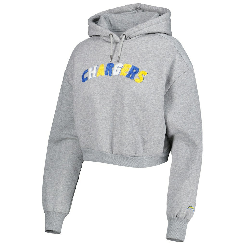 Los Angeles Chargers The Wild Collective Women's Cropped Pullover Hoodie Gray - NFL