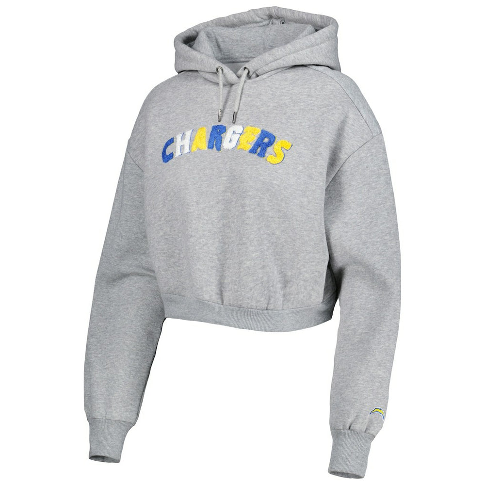 Los Angeles Chargers The Wild Collective Women's Cropped Pullover Hoodie Gray - NFL