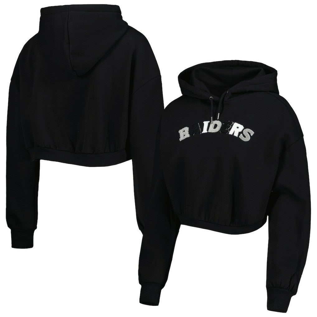 Las Vegas Raiders The Wild Collective Women's Cropped Pullover Hoodie Black - NFL