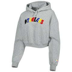 Pittsburgh Steelers The Wild Collective Women's Cropped Pullover Hoodie Gray - NFL