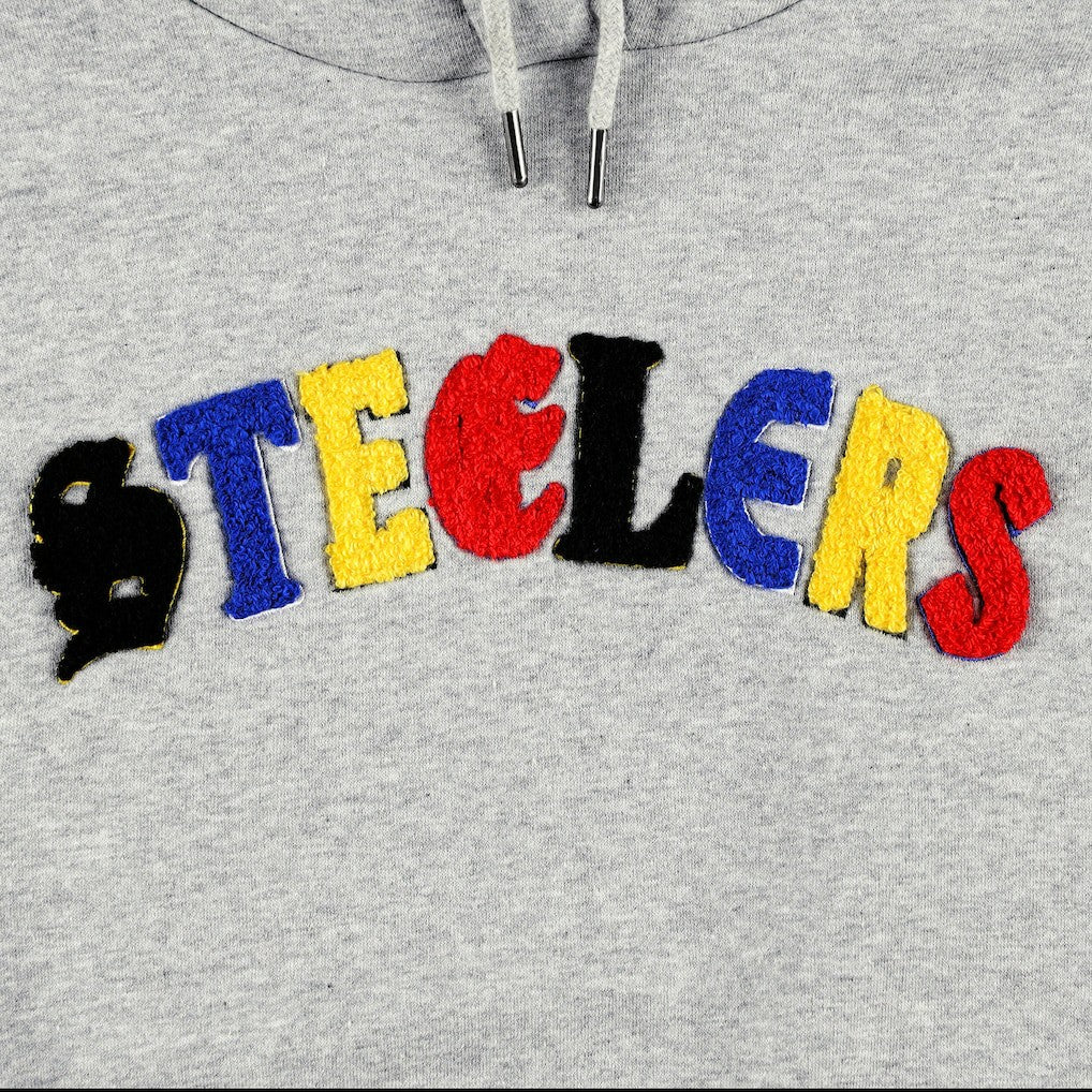 Pittsburgh Steelers The Wild Collective Women's Cropped Pullover Hoodie Gray - NFL