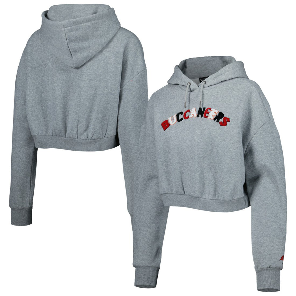 Tampa Bay Buccaneers The Wild Collective Women's Cropped Pullover Hoodie Gray - NFL