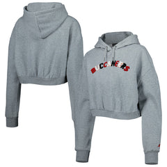 Tampa Bay Buccaneers The Wild Collective Women's Cropped Pullover Hoodie Gray - NFL