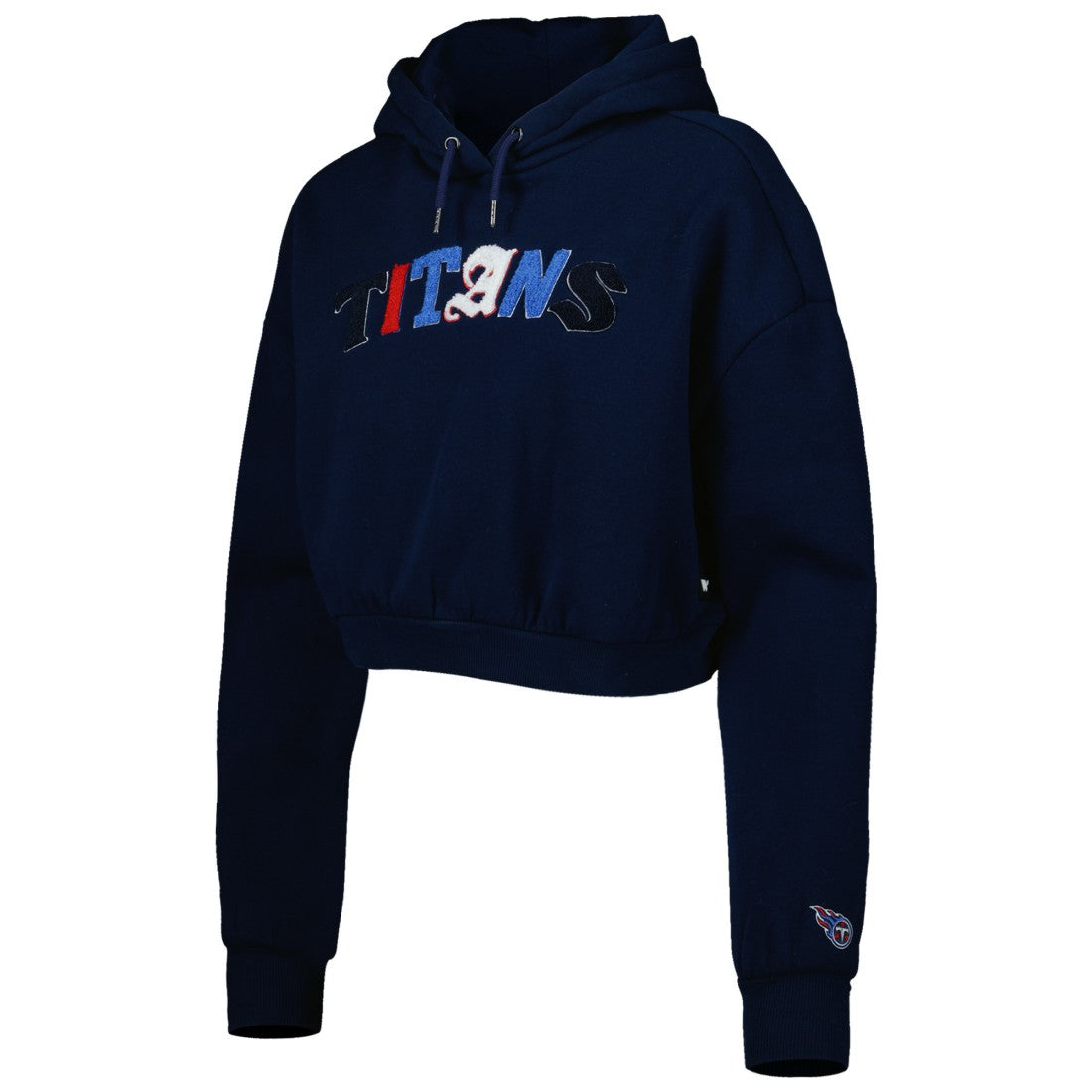 Tennessee Titans The Wild Collective Women's Cropped Pullover Hoodie Navy - NFL