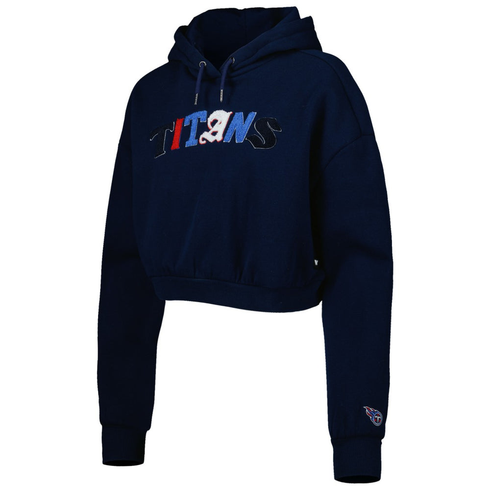 Tennessee Titans The Wild Collective Women's Cropped Pullover Hoodie Navy - NFL