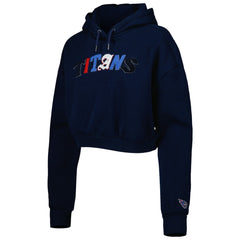 Tennessee Titans The Wild Collective Women's Cropped Pullover Hoodie Navy - NFL