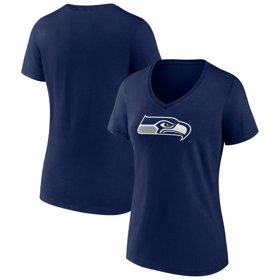 Seattle Seahawks Women's Icon Primary Logo V-Neck T-Shirt College Navy - Fanatics