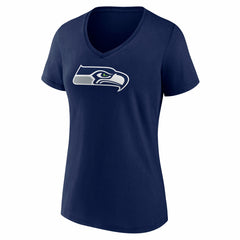 Seattle Seahawks Women's Icon Primary Logo V-Neck T-Shirt College Navy - Fanatics