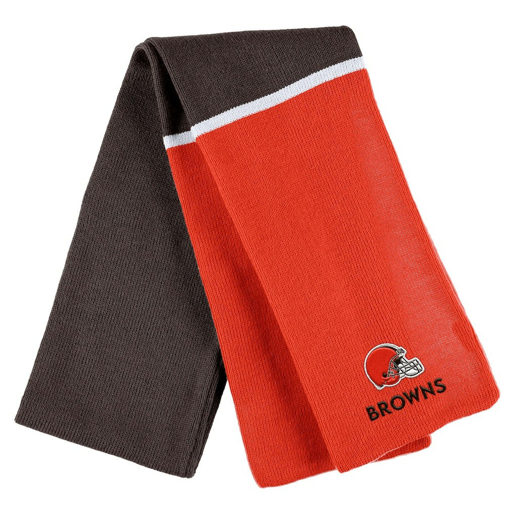 Cleveland Browns WEAR by Erin Andrews Women's Colorblock Cuffed Knit Hat with Pom and Scarf Set Orange - NFL