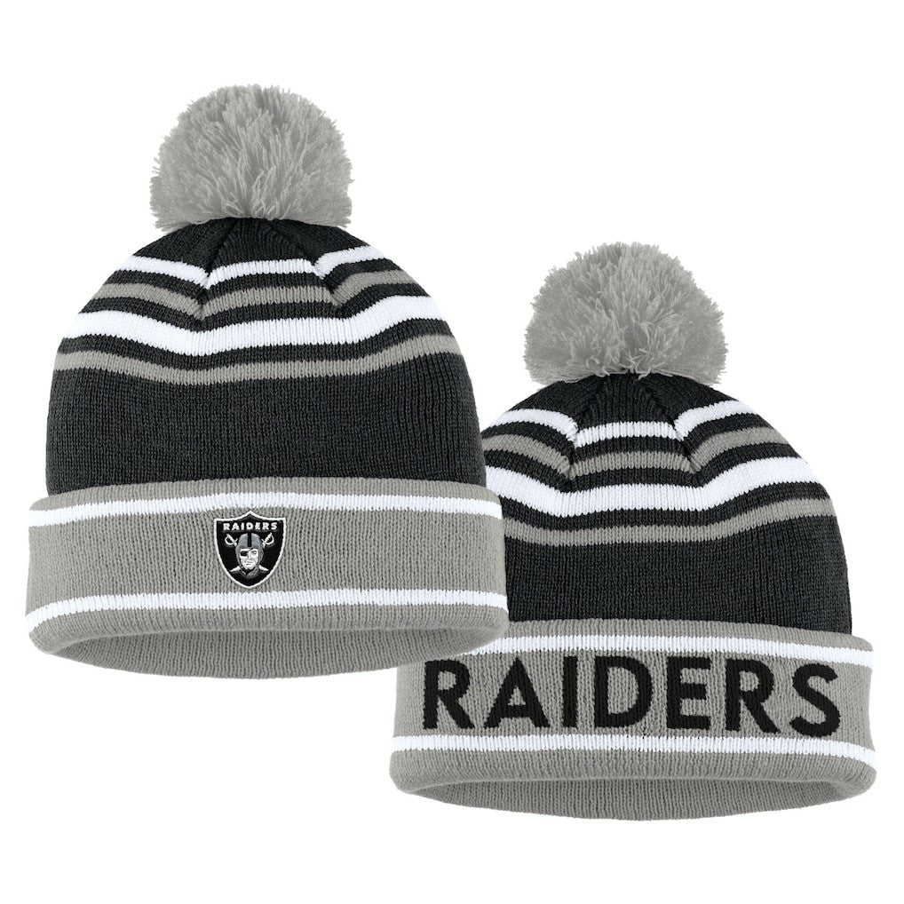 Las Vegas Raiders WEAR by Erin Andrews Women's Colorblock Cuffed Knit Hat with Pom and Scarf Set Black - NFL