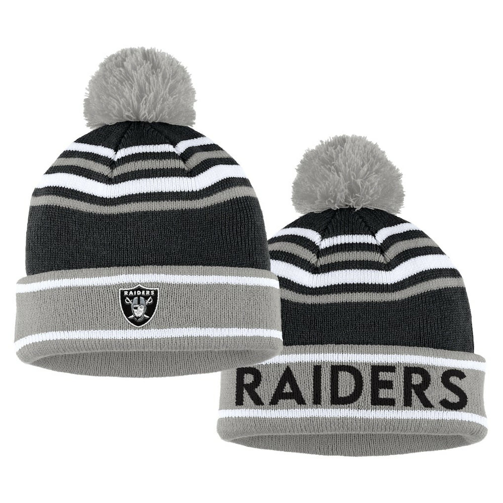 Las Vegas Raiders WEAR by Erin Andrews Women's Colorblock Cuffed Knit Hat with Pom and Scarf Set Black - NFL