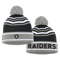 Las Vegas Raiders WEAR by Erin Andrews Women's Colorblock Cuffed Knit Hat with Pom and Scarf Set Black - NFL