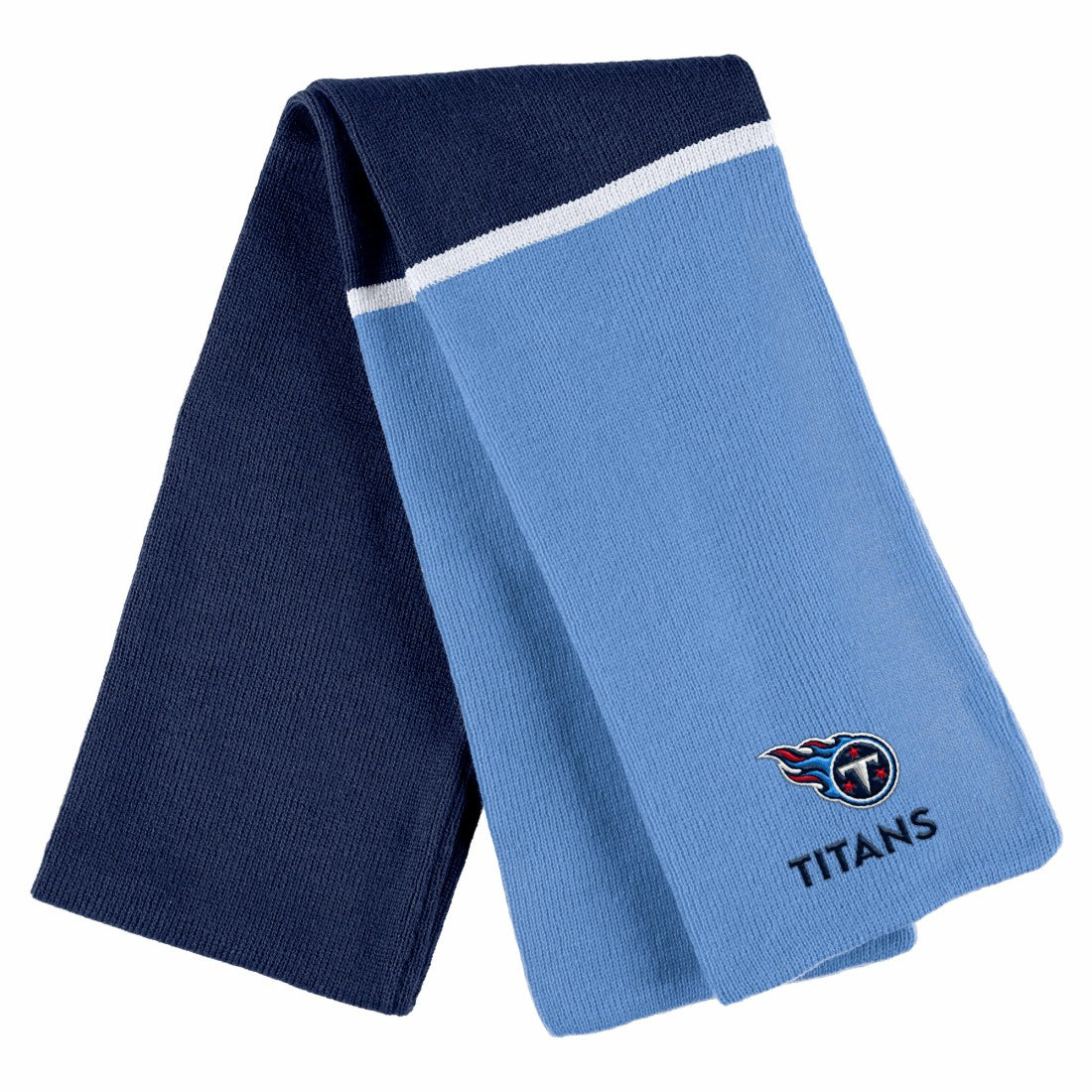 Tennessee Titans WEAR by Erin Andrews Women's Colorblock Cuffed Knit Hat with Pom and Scarf Set Navy - NFL
