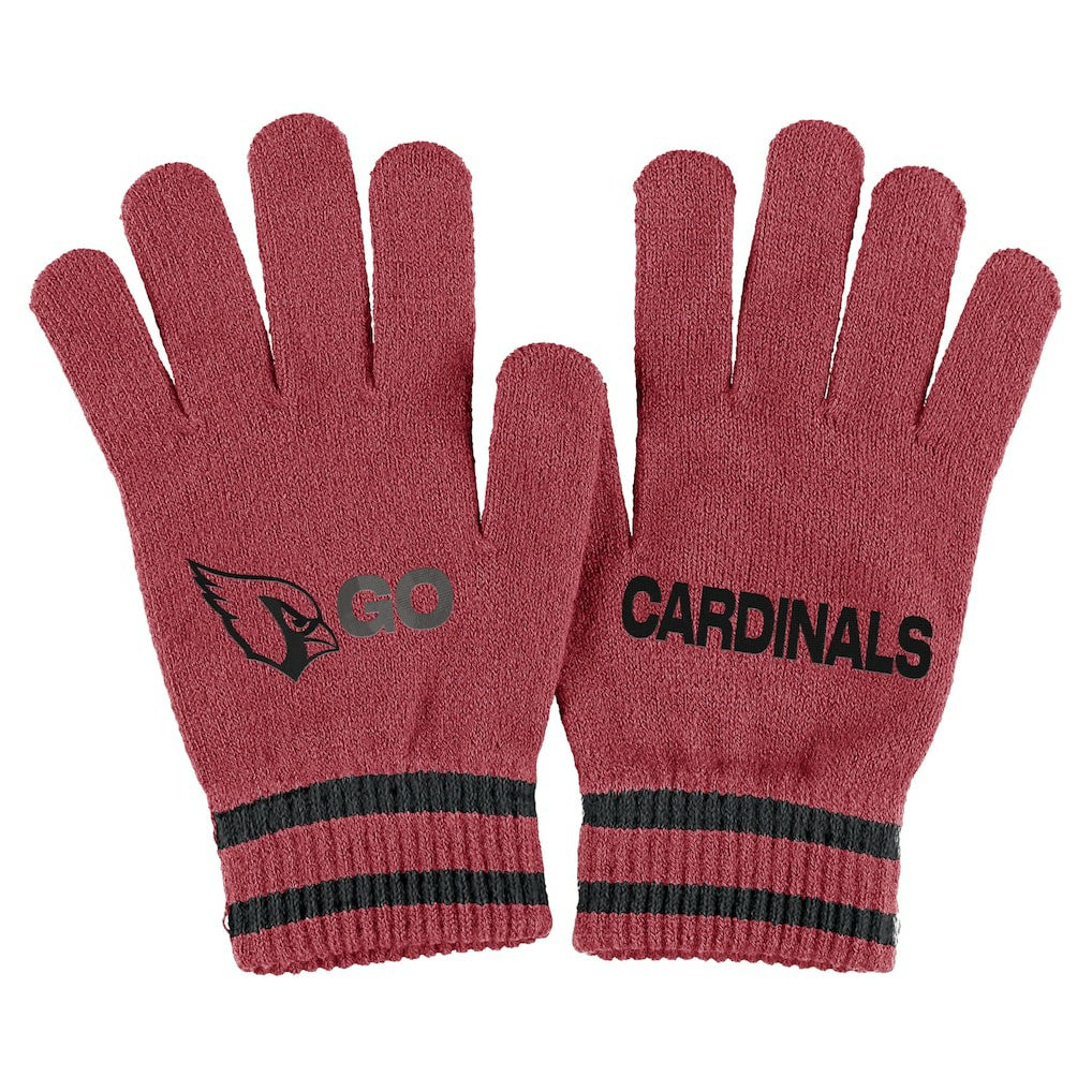 Arizona Cardinals WEAR by Erin Andrews Women's Double Jacquard Cuffed Knit Hat with Pom and Gloves Set Cardinal - NFL