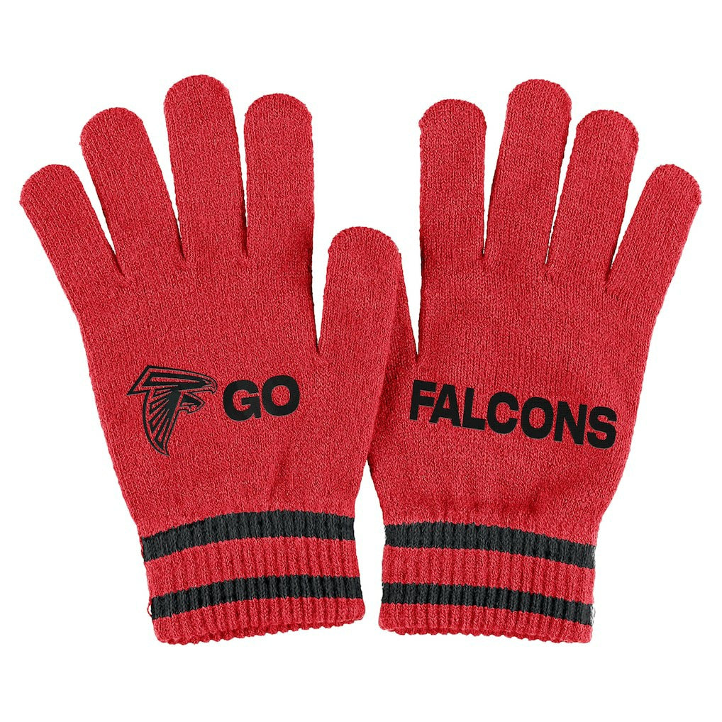 Atlanta Falcons WEAR by Erin Andrews Women's Double Jacquard Cuffed Knit Hat with Pom and Gloves Set Red - NFL