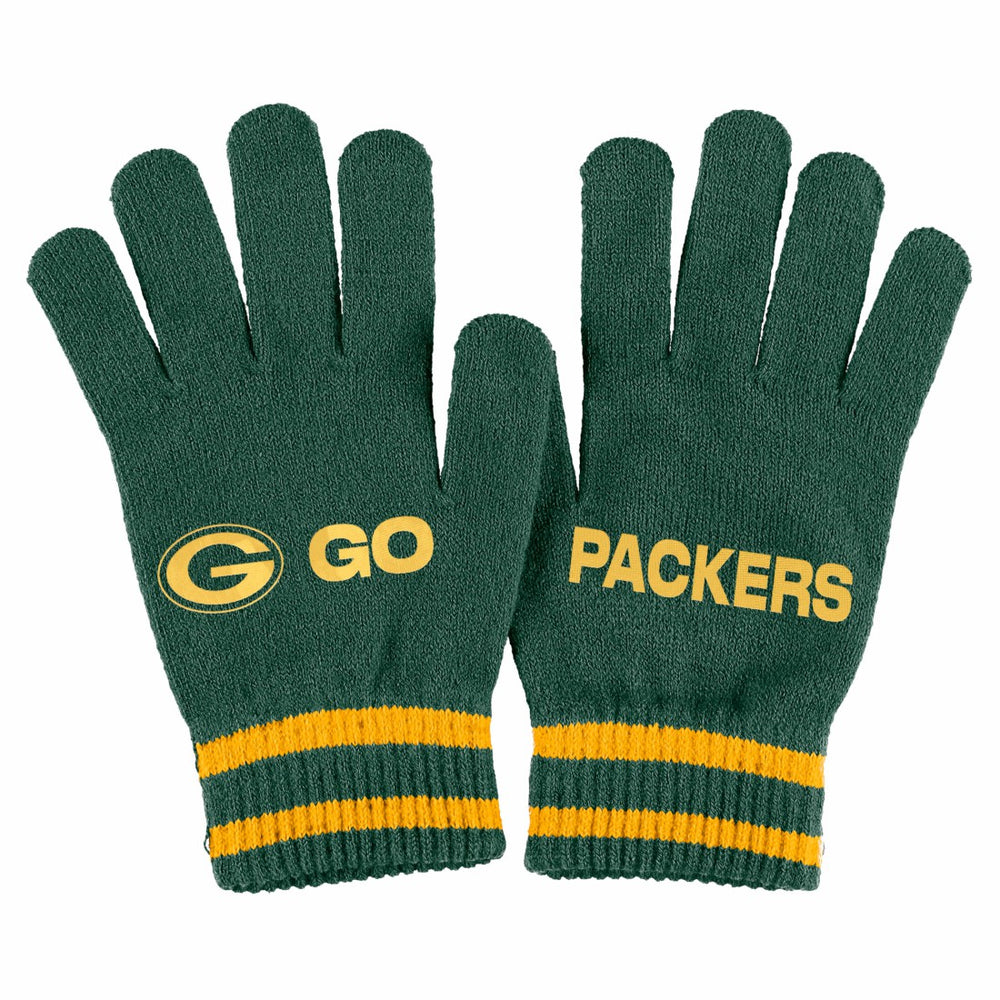 Green Bay Packers WEAR by Erin Andrews Women's Double Jacquard Cuffed Knit Hat with Pom and Gloves Set Green - NFL