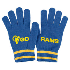 Los Angeles Rams WEAR by Erin Andrews Women's Double Jacquard Cuffed Knit Hat with Pom and Gloves Set Royal - NFL