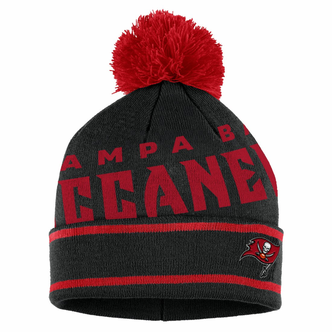 Tampa Bay Buccaneers WEAR by Erin Andrews Women's Double Jacquard Cuffed Knit Hat with Pom and Gloves Set Black - NFL