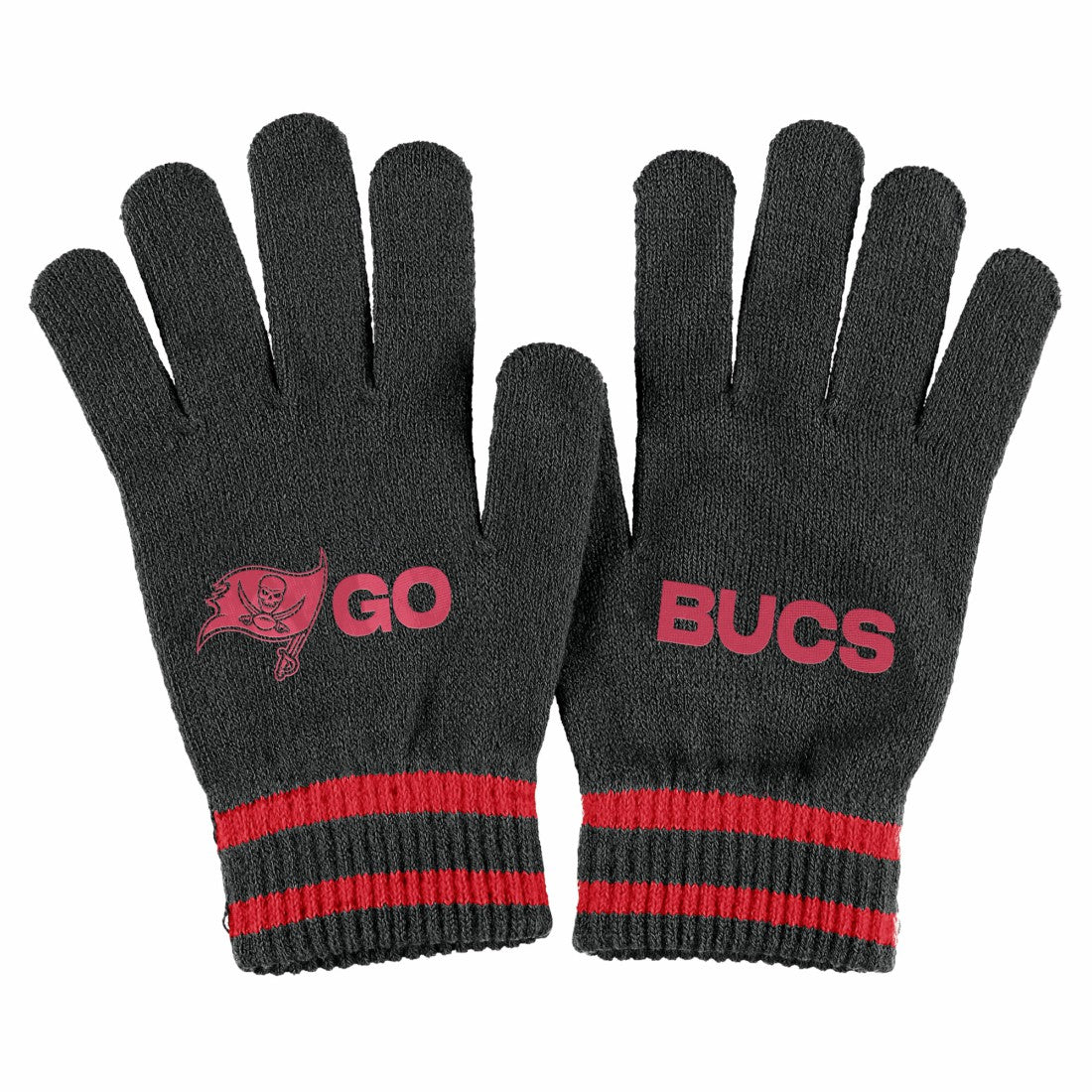 Tampa Bay Buccaneers WEAR by Erin Andrews Women's Double Jacquard Cuffed Knit Hat with Pom and Gloves Set Black - NFL