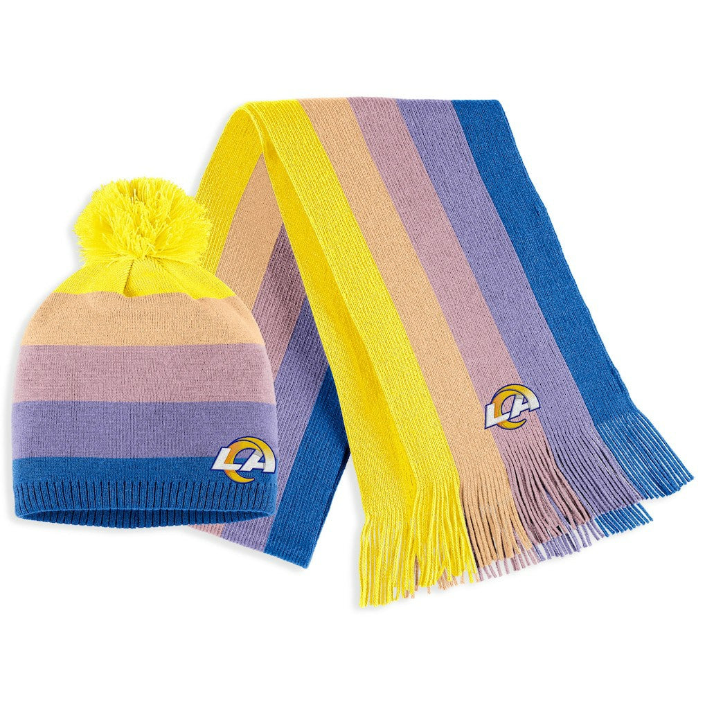 Los Angeles Rams WEAR by Erin Andrews Women's Ombre Pom Knit Hat and Scarf Set Gold - NFL