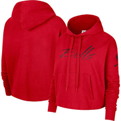 Nike - Chicago Bulls Women's Split Flip Courtside Cropped Pullover Hoodie - Red