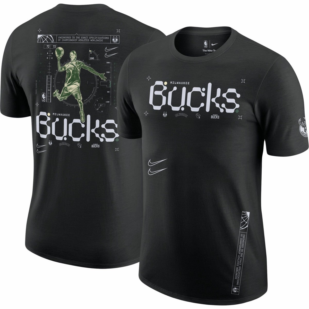 Nike - Milwaukee Bucks Courtside Air Traffic Control Max90 T-Shirt - Black