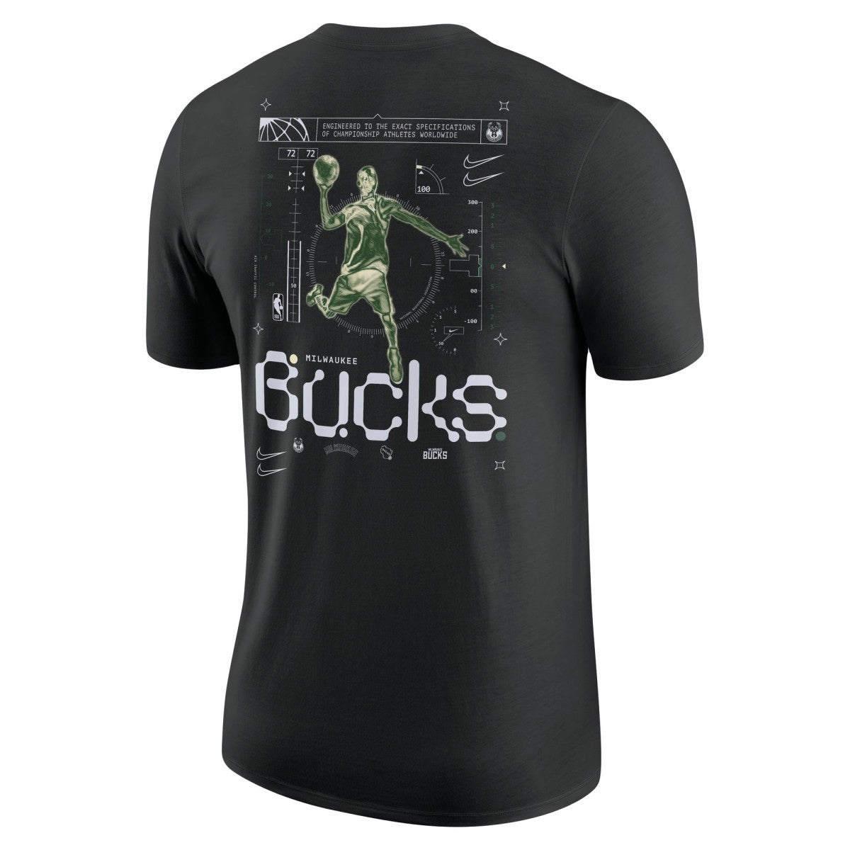 Nike - Milwaukee Bucks Courtside Air Traffic Control Max90 T-Shirt - Black
