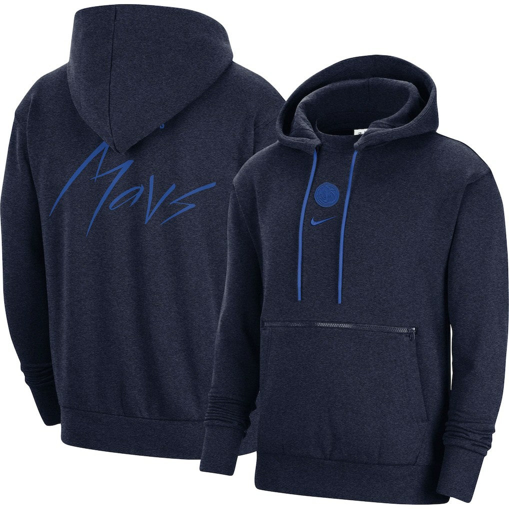 Nike - Dallas Mavericks Courtside Versus Flight Pullover Hoodie - Heather Navy