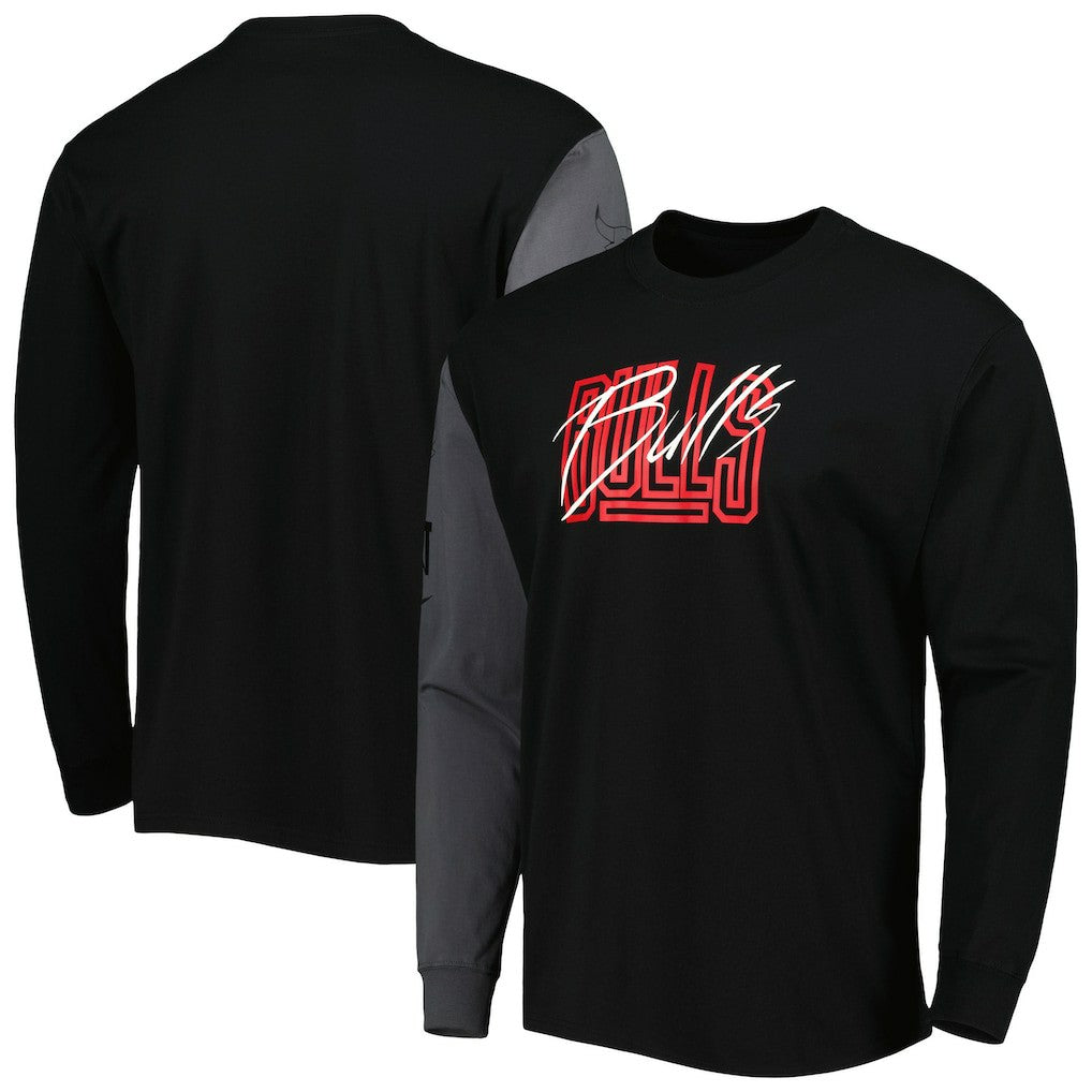 Nike - Chicago Bulls Courtside Versus Flight MAX90 Long Sleeve T-Shirt - Black