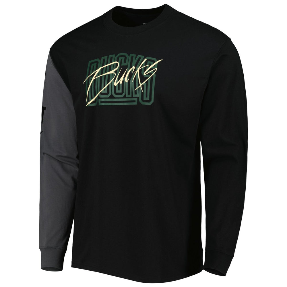 Nike - Milwaukee Bucks Courtside Versus Flight MAX90 Long Sleeve T-Shirt - Black