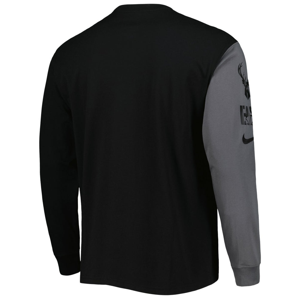 Nike - Milwaukee Bucks Courtside Versus Flight MAX90 Long Sleeve T-Shirt - Black
