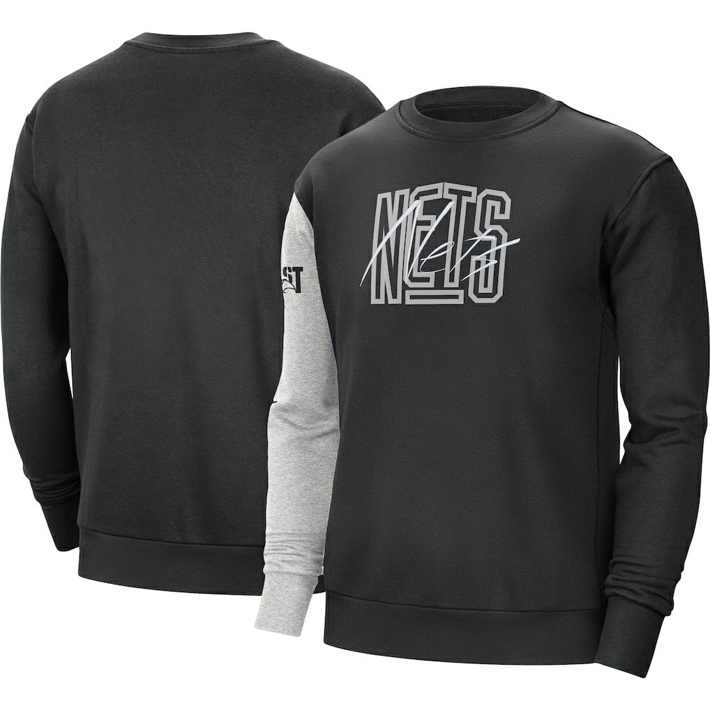 Nike - Brooklyn Nets Courtside Versus Force & Flight Pullover Sweatshirt - Black/Heather Gray