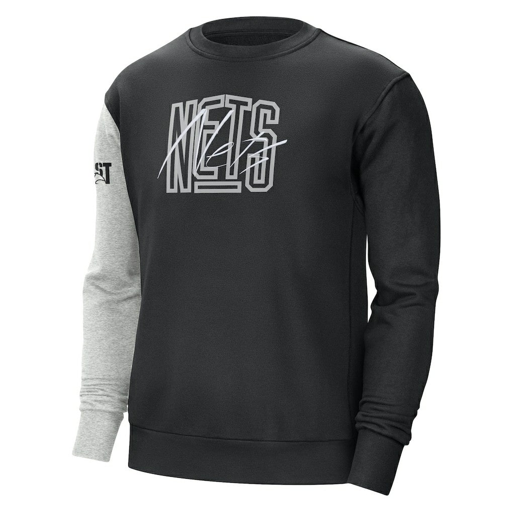 Nike - Brooklyn Nets Courtside Versus Force & Flight Pullover Sweatshirt - Black/Heather Gray