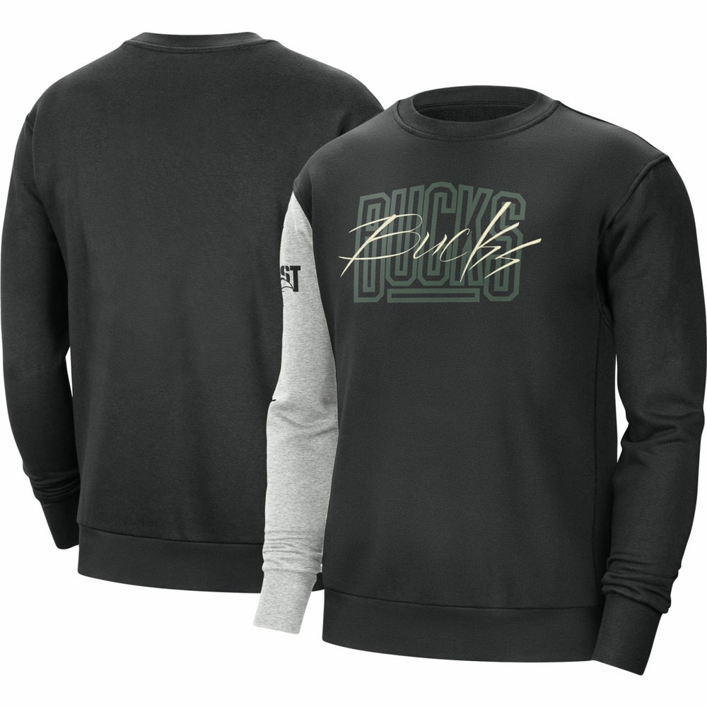 Nike - Milwaukee Bucks Courtside Versus Force & Flight Pullover Sweatshirt - Black/Heather Gray