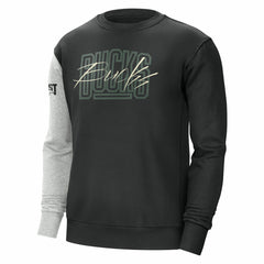Nike - Milwaukee Bucks Courtside Versus Force & Flight Pullover Sweatshirt - Black/Heather Gray