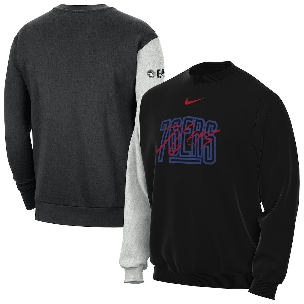 Nike - Philadelphia 76ers Courtside Versus Force & Flight Pullover Sweatshirt - Black/Heather Gray
