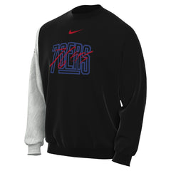 Nike - Philadelphia 76ers Courtside Versus Force & Flight Pullover Sweatshirt - Black/Heather Gray
