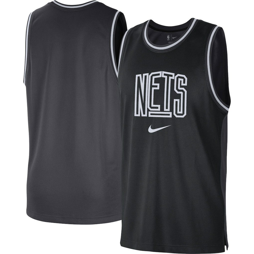 Nike - Brooklyn Nets Courtside Versus Force Split DNA Performance Mesh Tank Top - Black/Anthracite