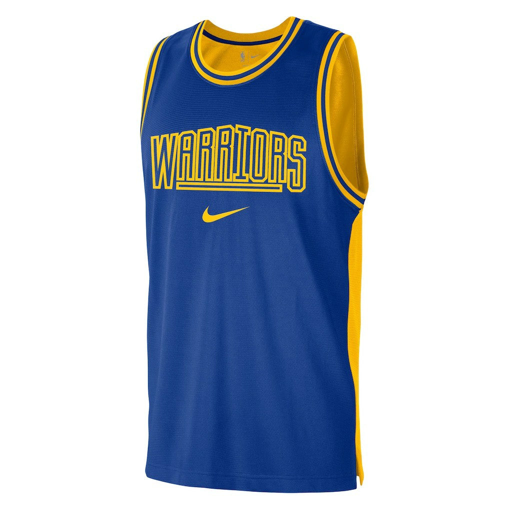 Nike - Golden State Warriors Courtside Versus Force Split DNA Performance Mesh Tank Top - Royal/Gold