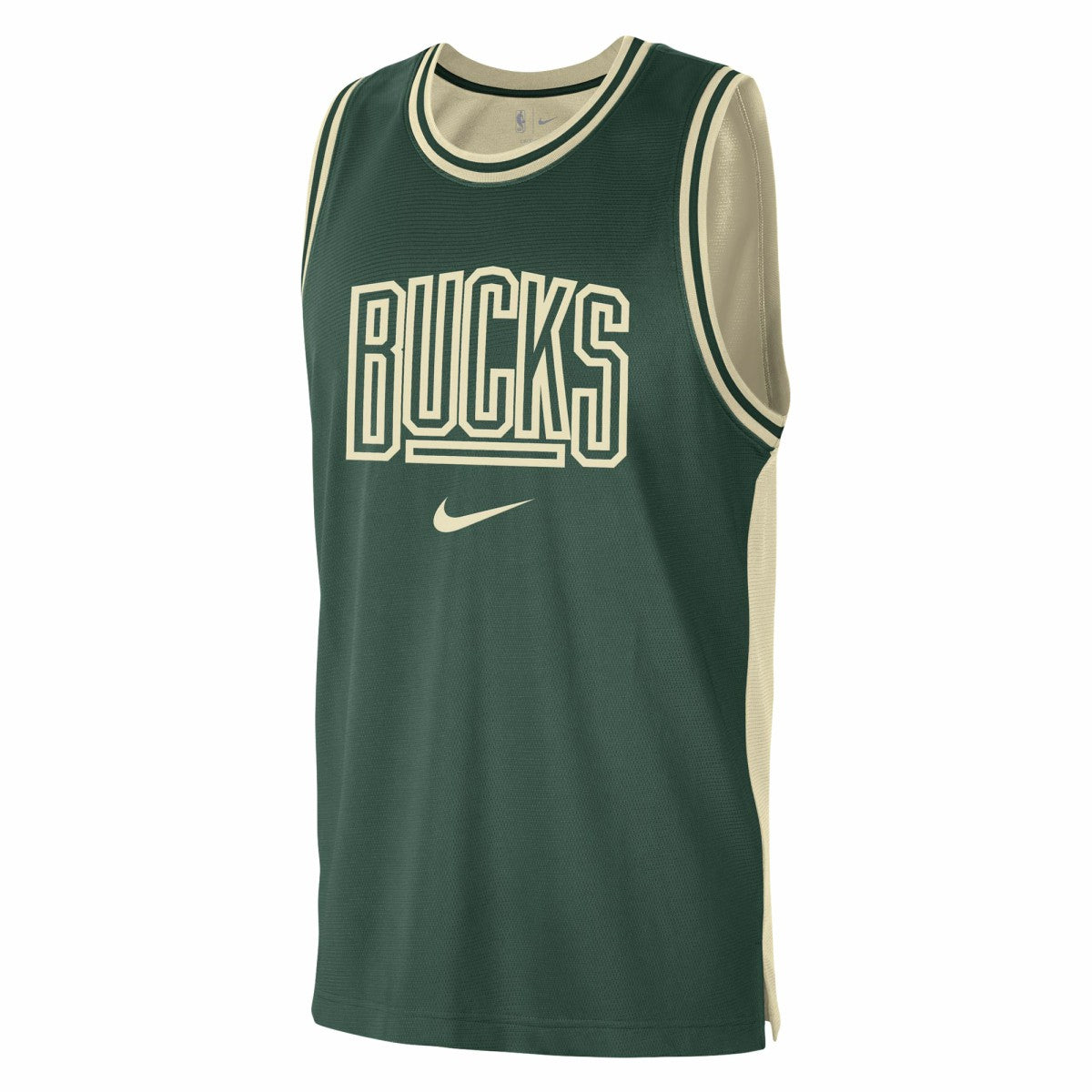 Nike - Milwaukee Bucks Courtside Versus Force Split DNA Performance Mesh Tank Top - Hunter Green/Cream