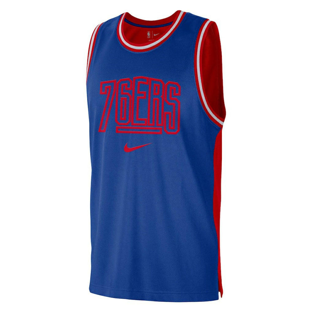 Nike - Philadelphia 76ers Courtside Versus Force Split DNA Performance Mesh Tank Top - Royal/Red