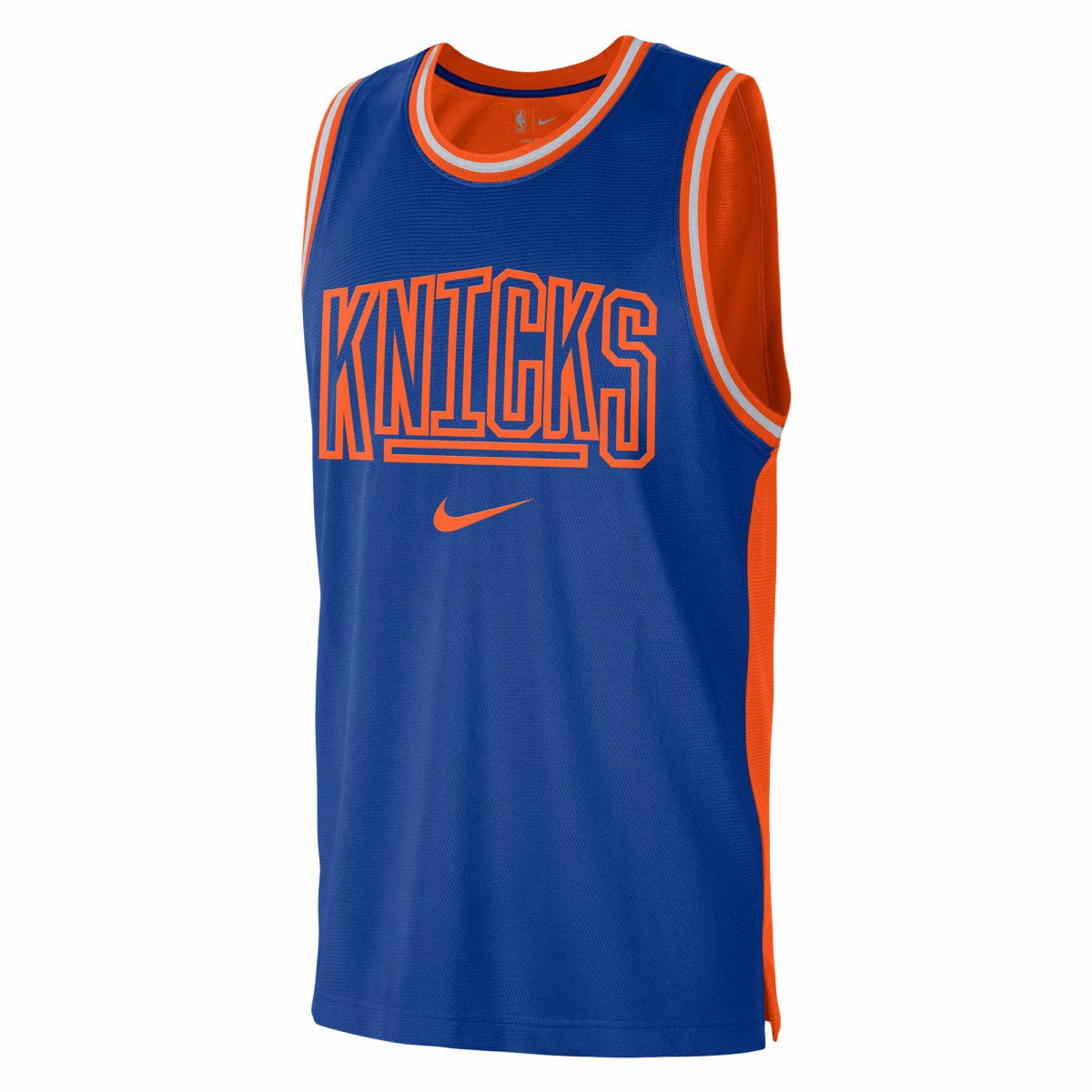 Nike - New York Knicks Courtside Versus Force Split DNA Performance Mesh Tank Top - Blue/Orange