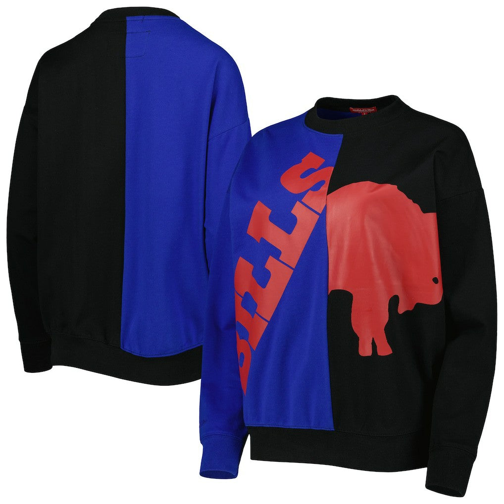 Buffalo Bills Women's Big Face Pullover Sweatshirt Royal/Black - Mitchell & Ness