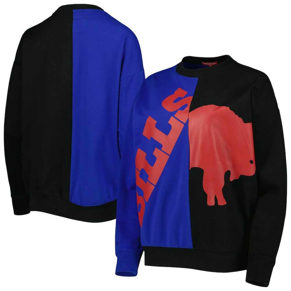 Buffalo Bills Women's Big Face Pullover Sweatshirt Royal/Black - Mitchell & Ness