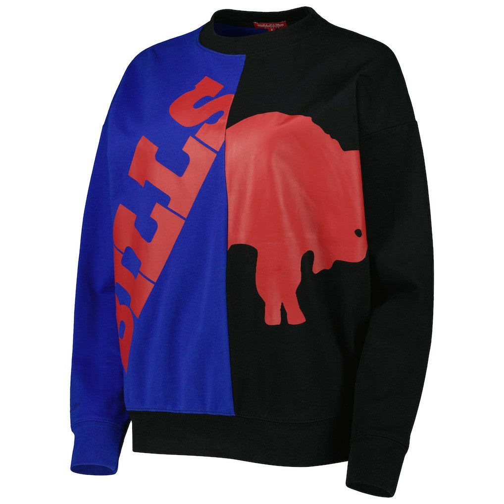 Buffalo Bills Women's Big Face Pullover Sweatshirt Royal/Black - Mitchell & Ness