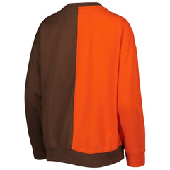 Cleveland Browns Women's Big Face Pullover Sweatshirt Orange/Brown - Mitchell & Ness