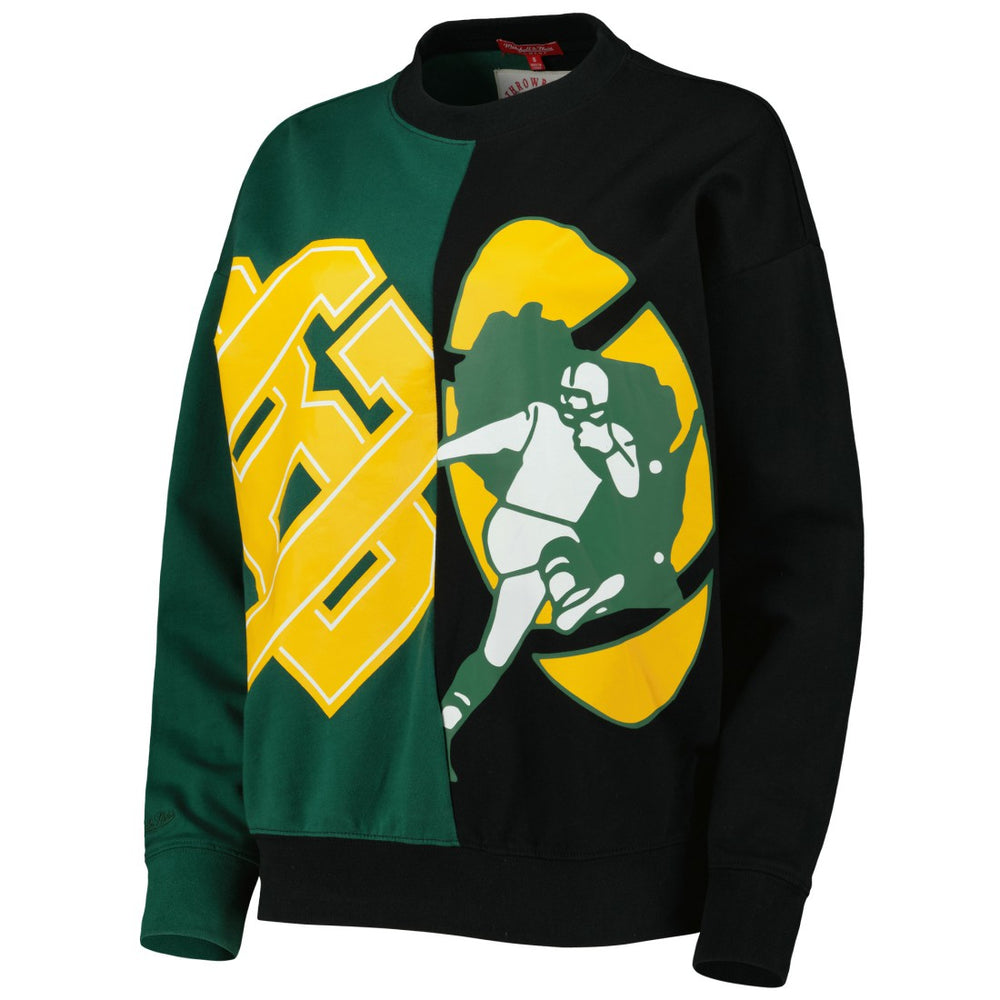 Green Bay Packers Women's Big Face Pullover Sweatshirt Green/Black - Mitchell & Ness