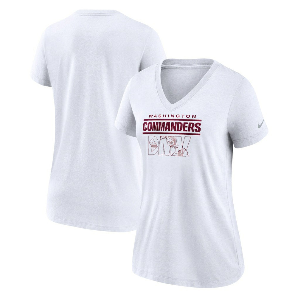 Washington Commanders Women's Hometown Collection Tri-Blend V-Neck T-Shirt White - Nike