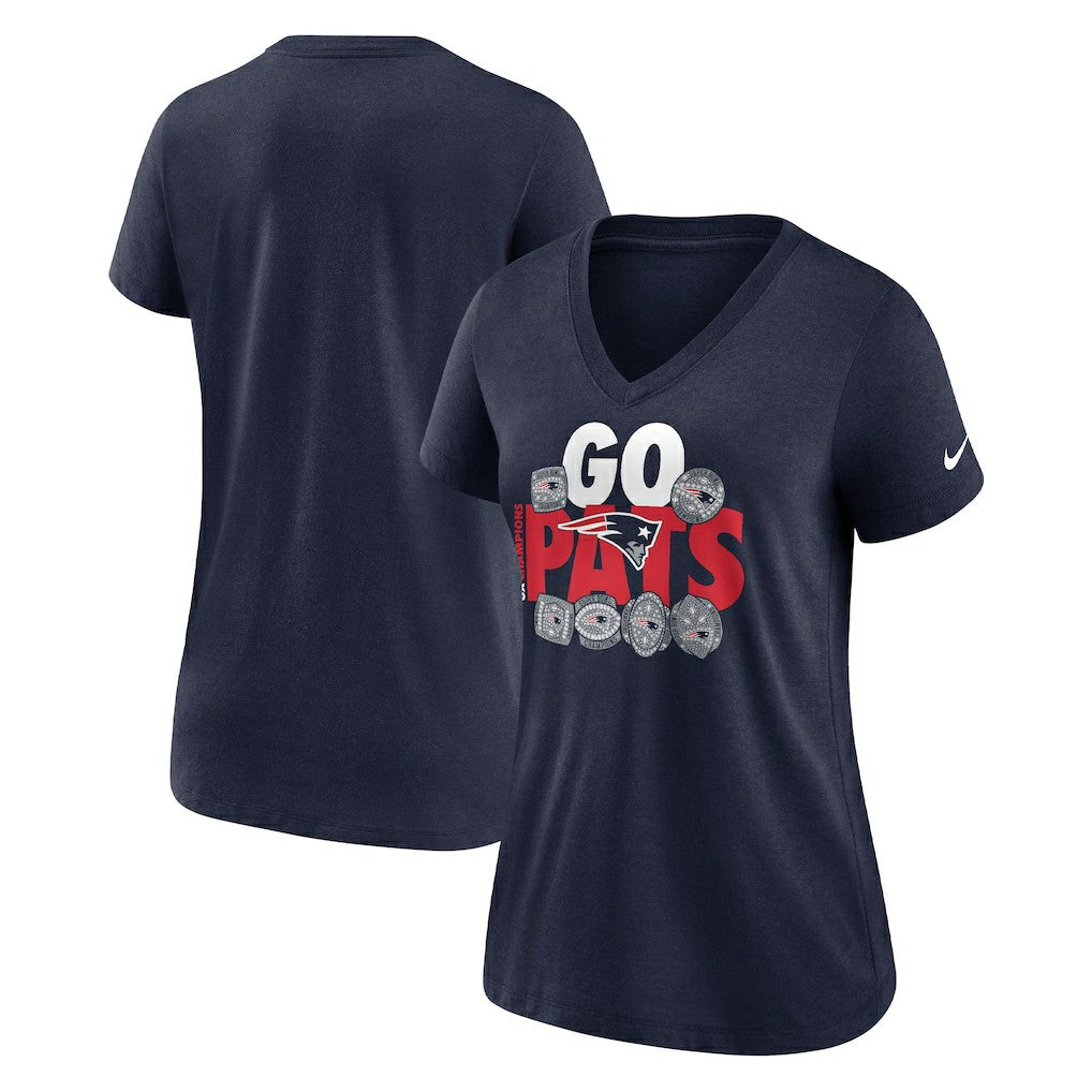 New England Patriots Women's Hometown Collection Tri-Blend V-Neck T-Shirt Navy - Nike